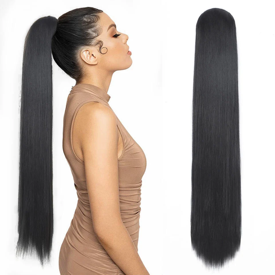 26inch Synthetic Blonde Ponytail Long Straight Drawstring Ponytail Hair Extensions Hairpiece